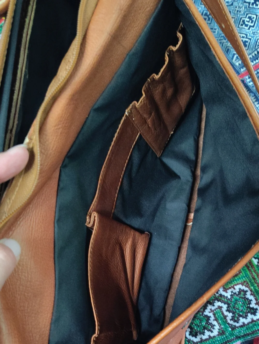 Leather Messenger Bag in Cognac